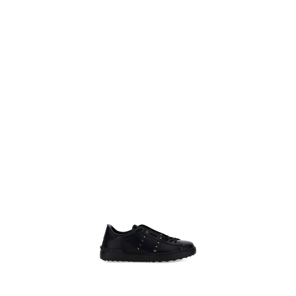 Valentino Garavani Black Calf Leather Bos Taurus Athletic Sneakers