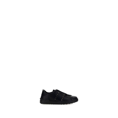 Valentino Garavani Black Calf Leather Bos Taurus Athletic Sneakers