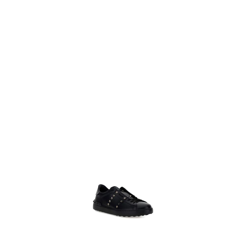 Valentino Garavani Black Calf Leather Bos Taurus Athletic Sneakers