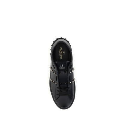 Valentino Garavani Black Calf Leather Bos Taurus Athletic Sneakers