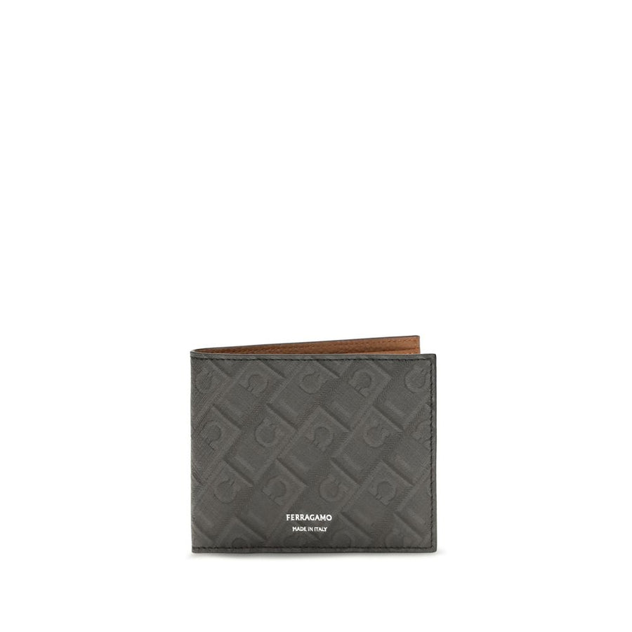 Ferragamo Gray Calf Leather Bos Taurus Wallet