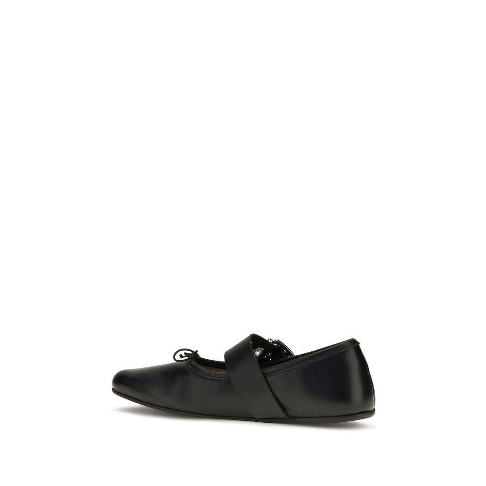 Vivienne Westwood Black Calf Leather Bos Taurus Ballet Flats