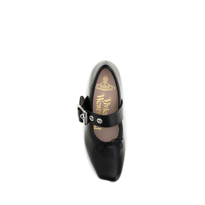 Vivienne Westwood Black Calf Leather Bos Taurus Ballet Flats