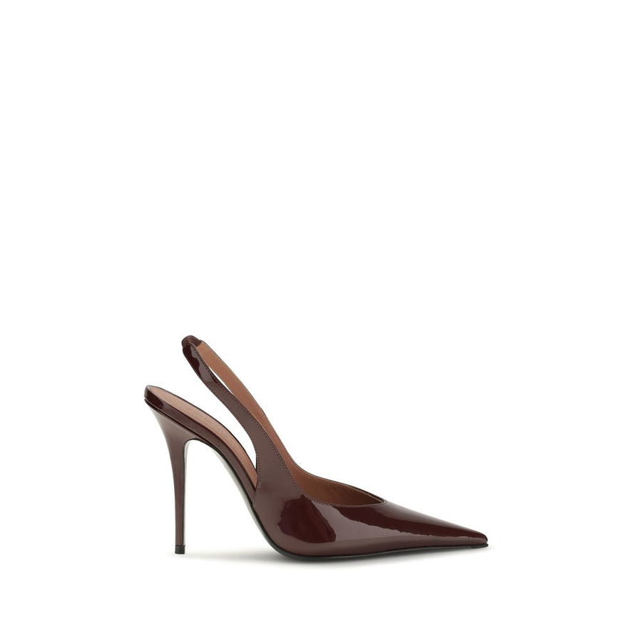 Amina Muaddi Bordeaux Calf Leather Bos Taurus High Heel Pumps