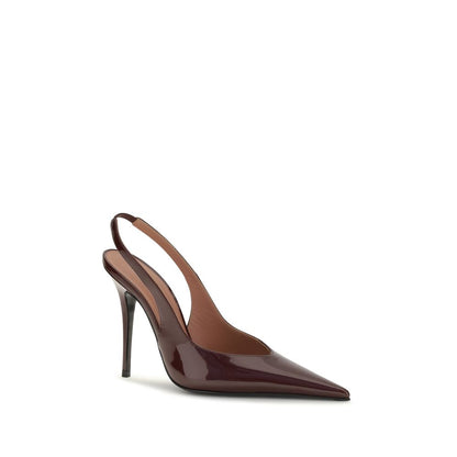 Amina Muaddi Bordeaux Calf Leather Bos Taurus High Heel Pumps