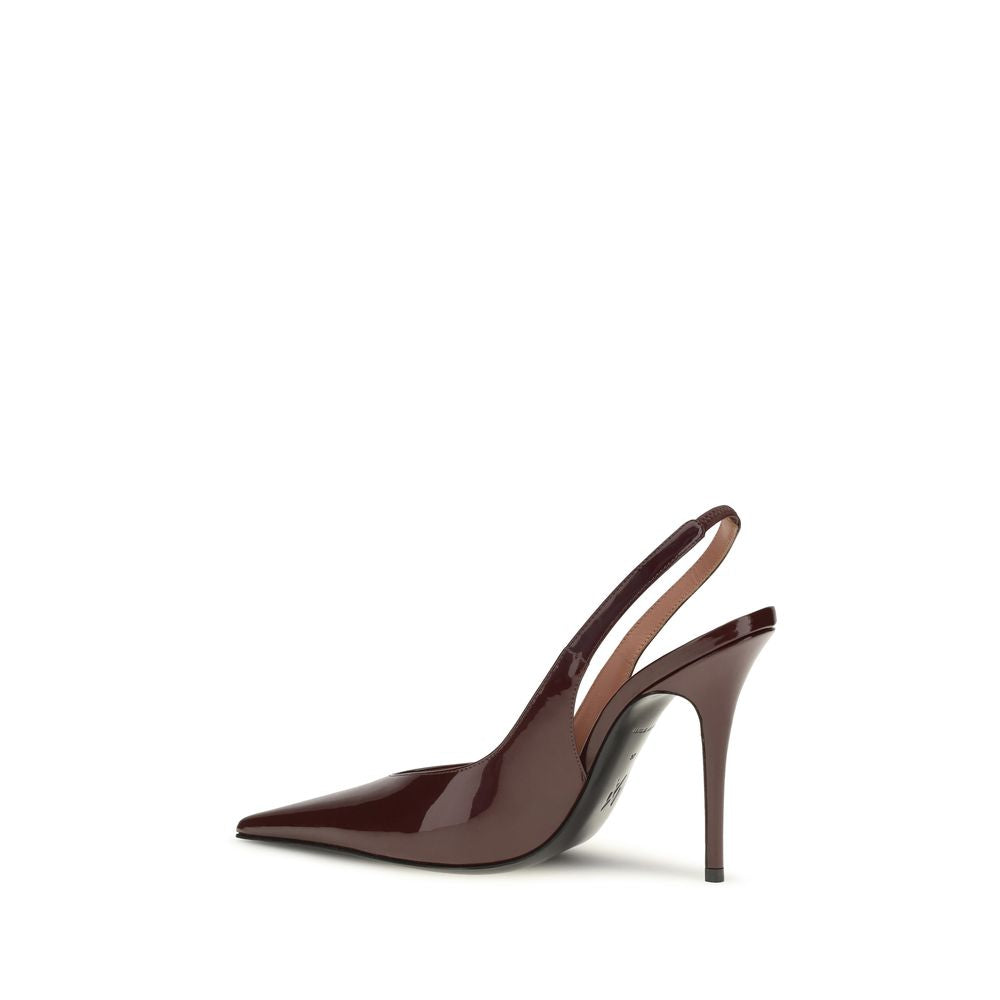 Amina Muaddi Bordeaux Calf Leather Bos Taurus High Heel Pumps