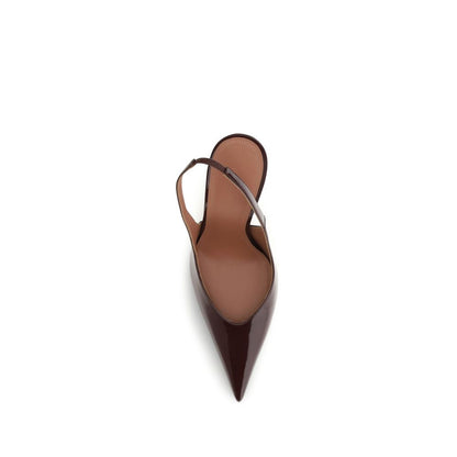 Amina Muaddi Bordeaux Calf Leather Bos Taurus High Heel Pumps