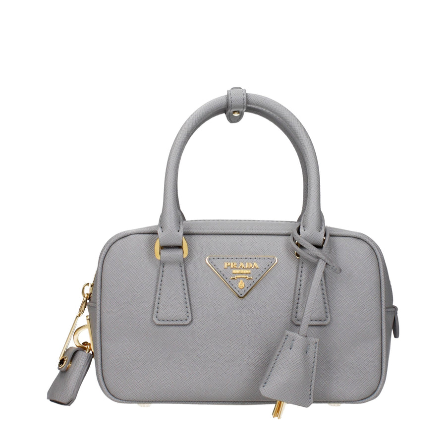Prada Gray Leather Handbag