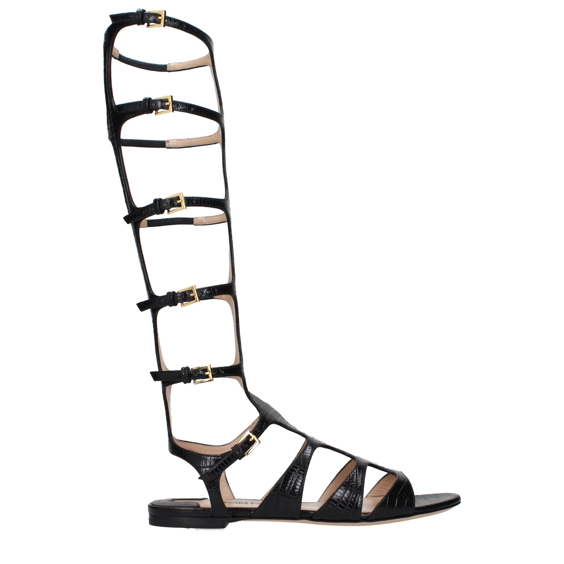 Tom Ford Black Leather Strap-On Sandals