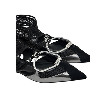 PINKO Black Leather Ballet Flats