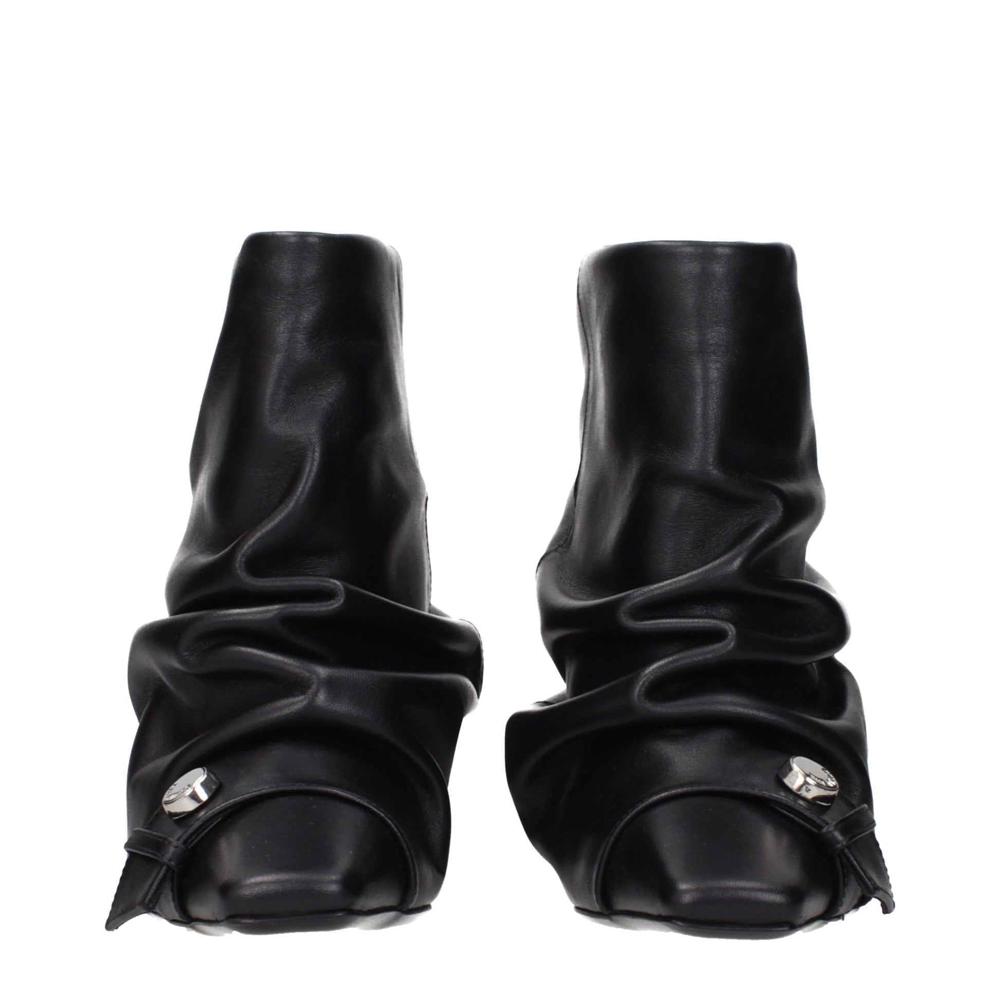 The Attico Black Leather Ankle Boots