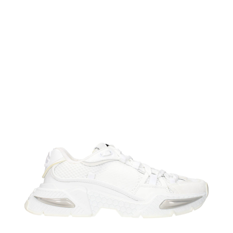 Dolce & Gabbana White Fabric Athletic Sneakers