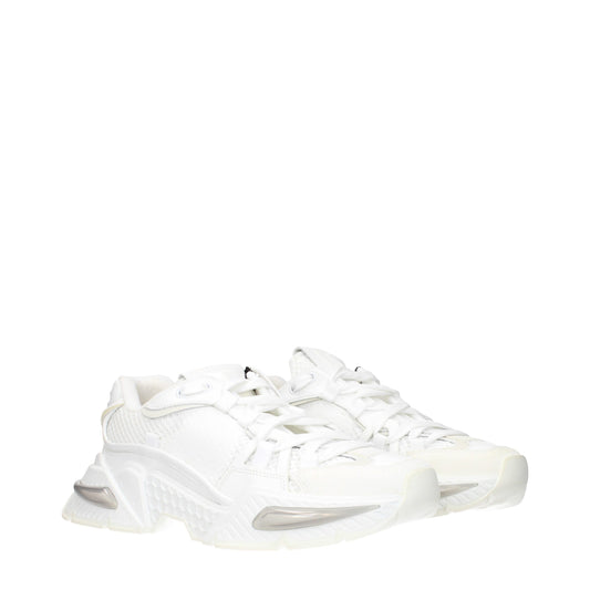 Dolce & Gabbana White Fabric Athletic Sneakers