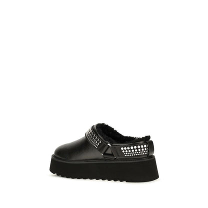 PINKO Black Calf Leather Bos Taurus Clogs