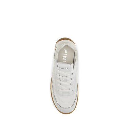 PINKO White Fabric Low Top Sneakers