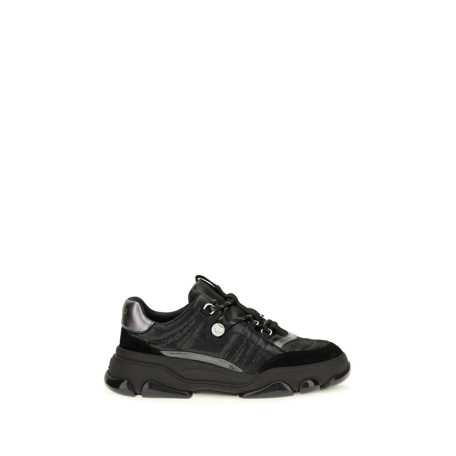 PINKO Black Calf Leather Bos Taurus Chunky Sneakers