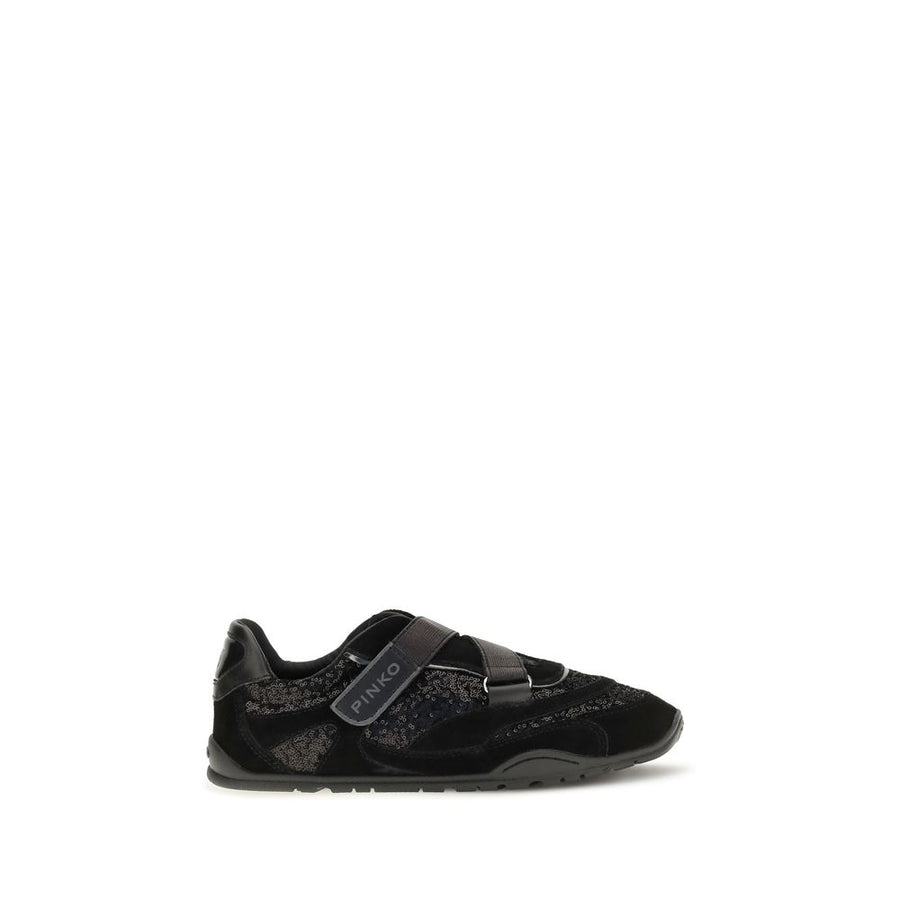 PINKO Black Suede Leather Athletic Sneakers