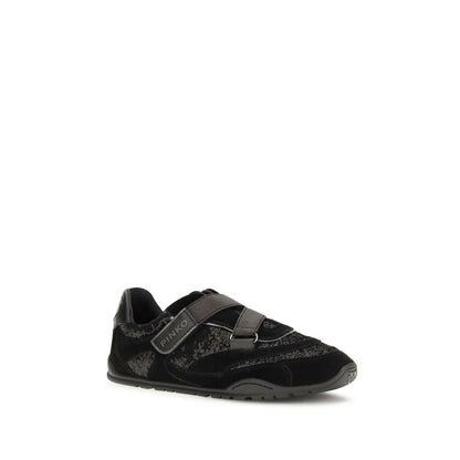 PINKO Black Suede Leather Athletic Sneakers