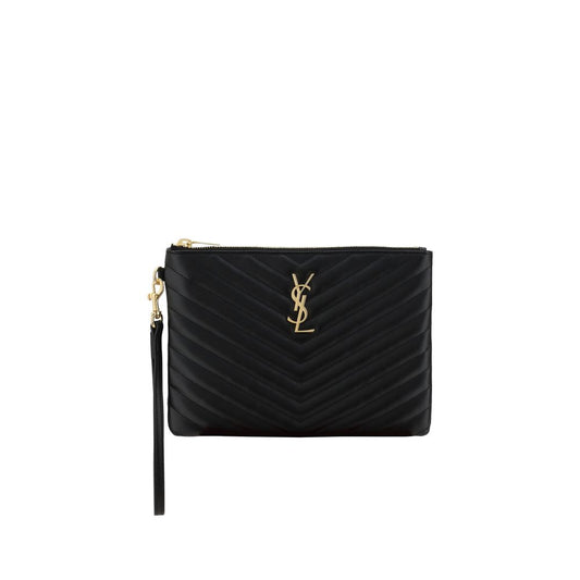 Saint Laurent Black Calf Leather Bos Taurus Clutch Bag