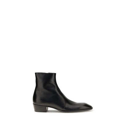 Saint Laurent Black Calf Leather Bos Taurus Ankle Boots