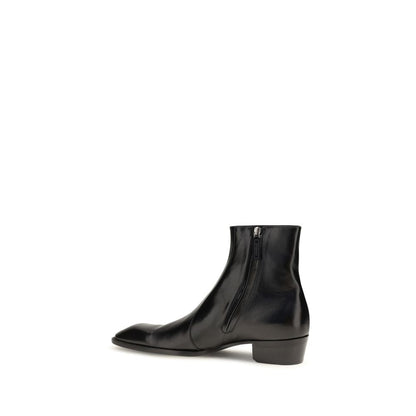 Saint Laurent Black Calf Leather Bos Taurus Ankle Boots