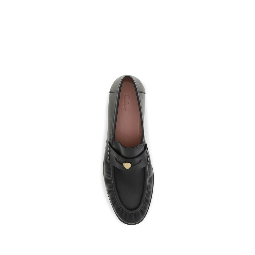 Chloé Black Calf Leather Bos Taurus Slip-On Loafers