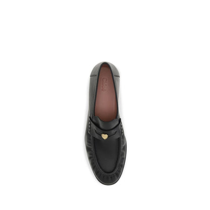 Chloé Black Calf Leather Bos Taurus Slip-On Loafers