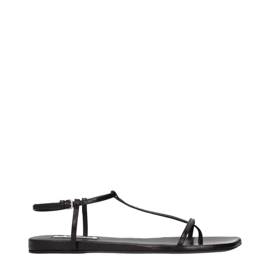 Jil Sander Black Leather Flip-Flop Sandals