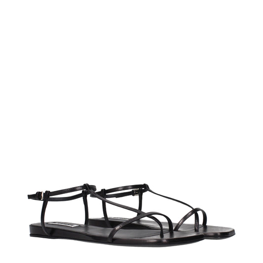 Jil Sander Black Leather Flip-Flop Sandals