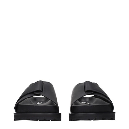 Jil Sander Black Leather Slippers