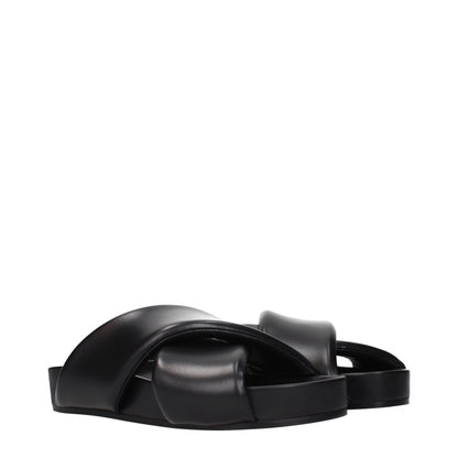 Jil Sander Black Leather Slippers