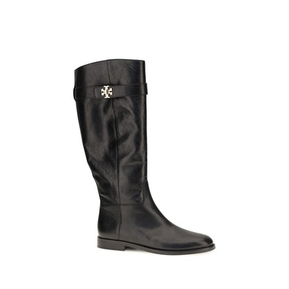 Tory Burch Black Calf Leather Bos Taurus Lace-Up Boots