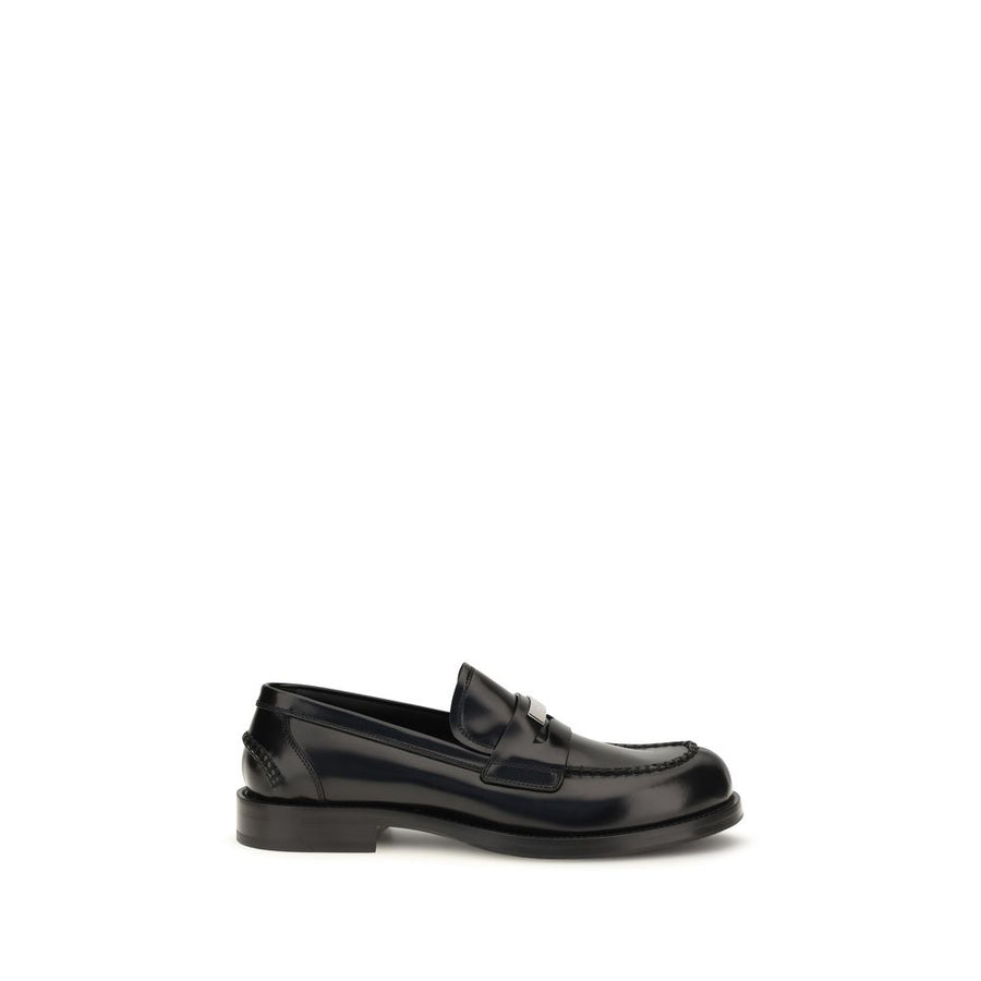 Dolce & Gabbana Black Calf Leather Bos Taurus Slip-On Loafers