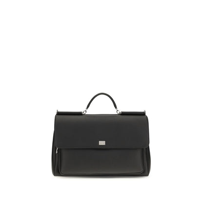 Dolce & Gabbana Black Calf Leather Bos Taurus Handbag