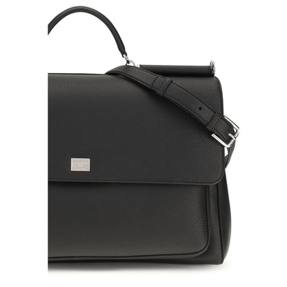 Dolce & Gabbana Black Calf Leather Bos Taurus Handbag