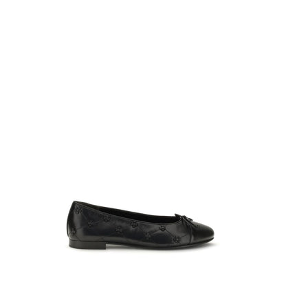 Tory Burch Black Calf Leather Bos Taurus Ballet Flats