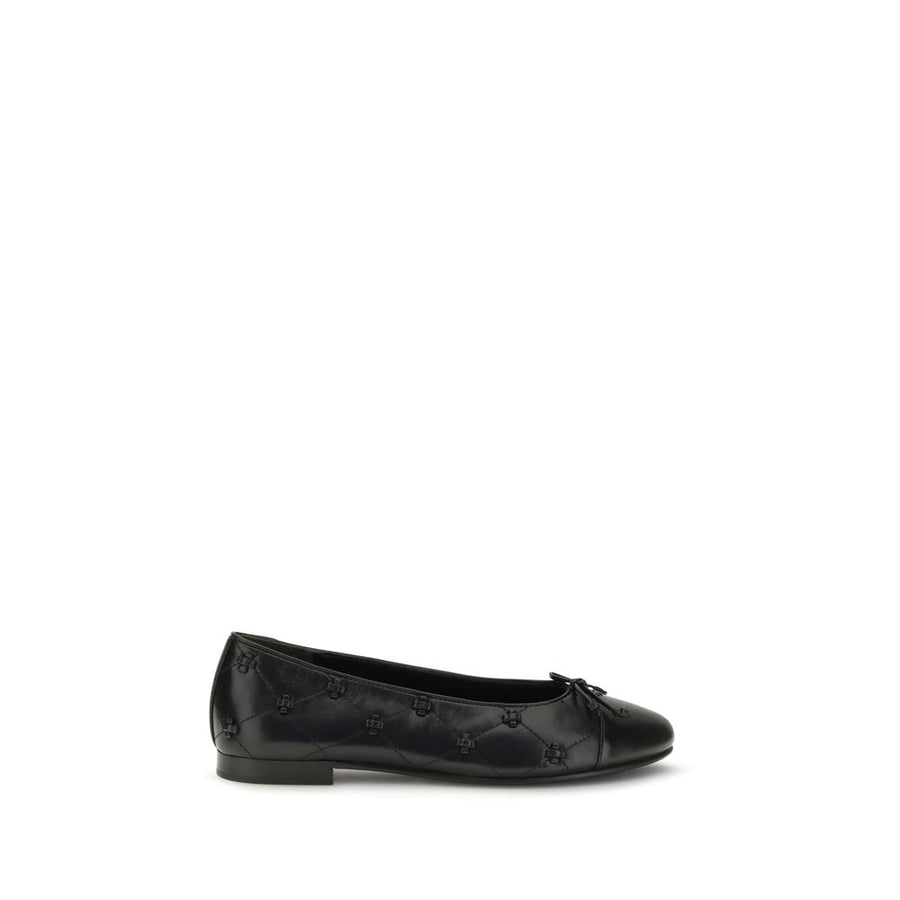 Tory Burch Black Calf Leather Bos Taurus Ballet Flats