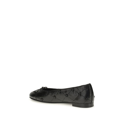 Tory Burch Black Calf Leather Bos Taurus Ballet Flats
