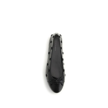 Tory Burch Black Calf Leather Bos Taurus Ballet Flats