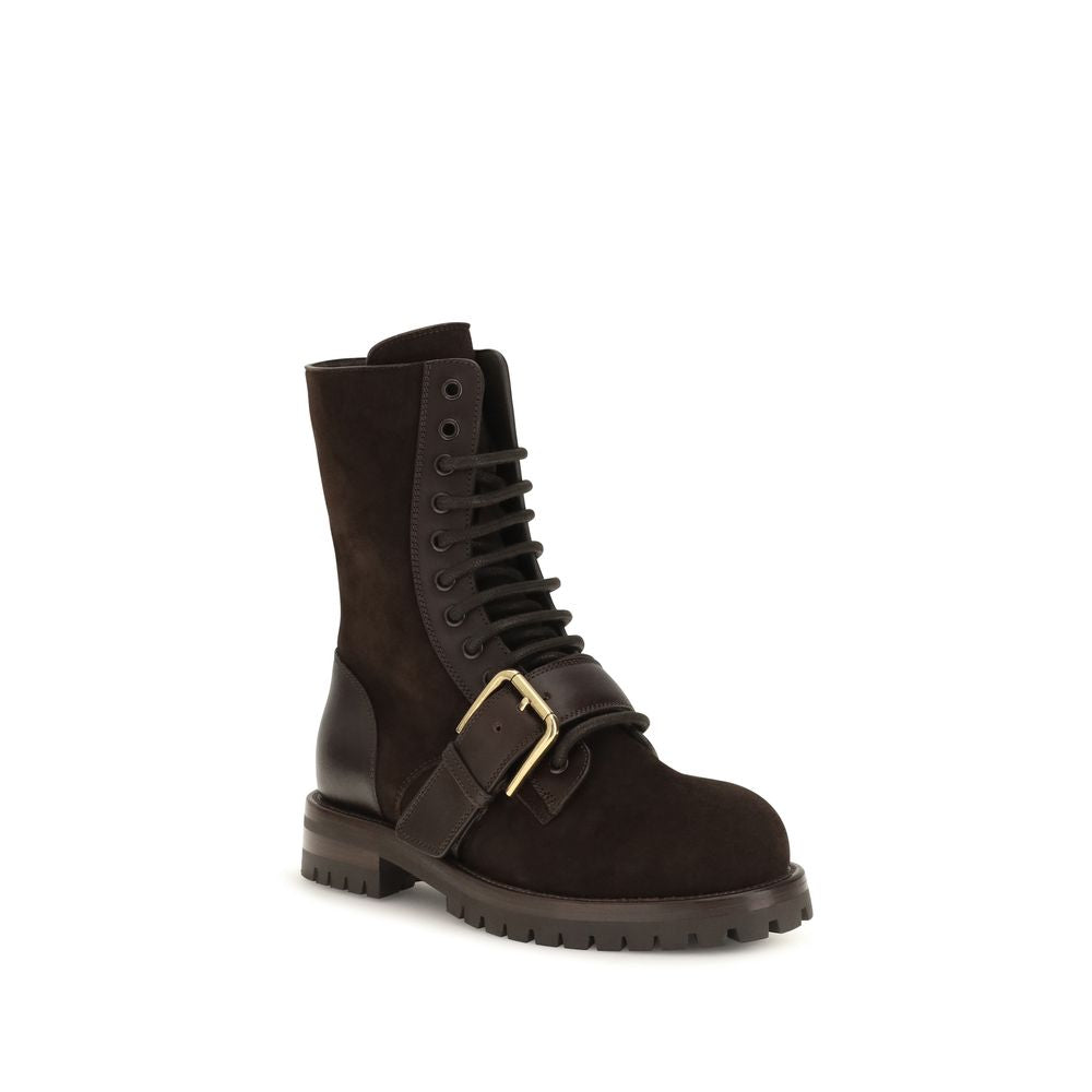 Dolce & Gabbana Black Calf Leather Bos Taurus Lace-Up Boots