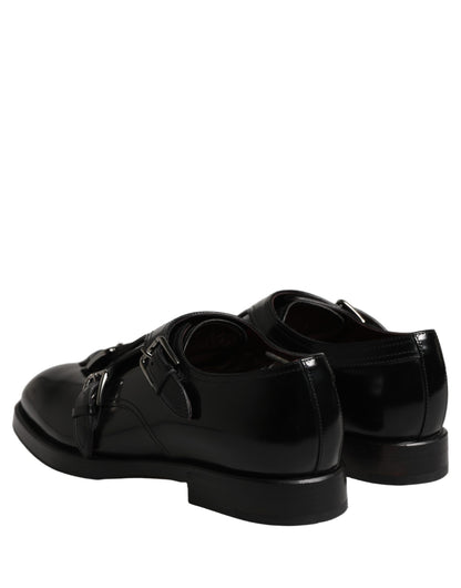 Dolce & Gabbana Black Leather Monk Strap Formal Dress Shoes