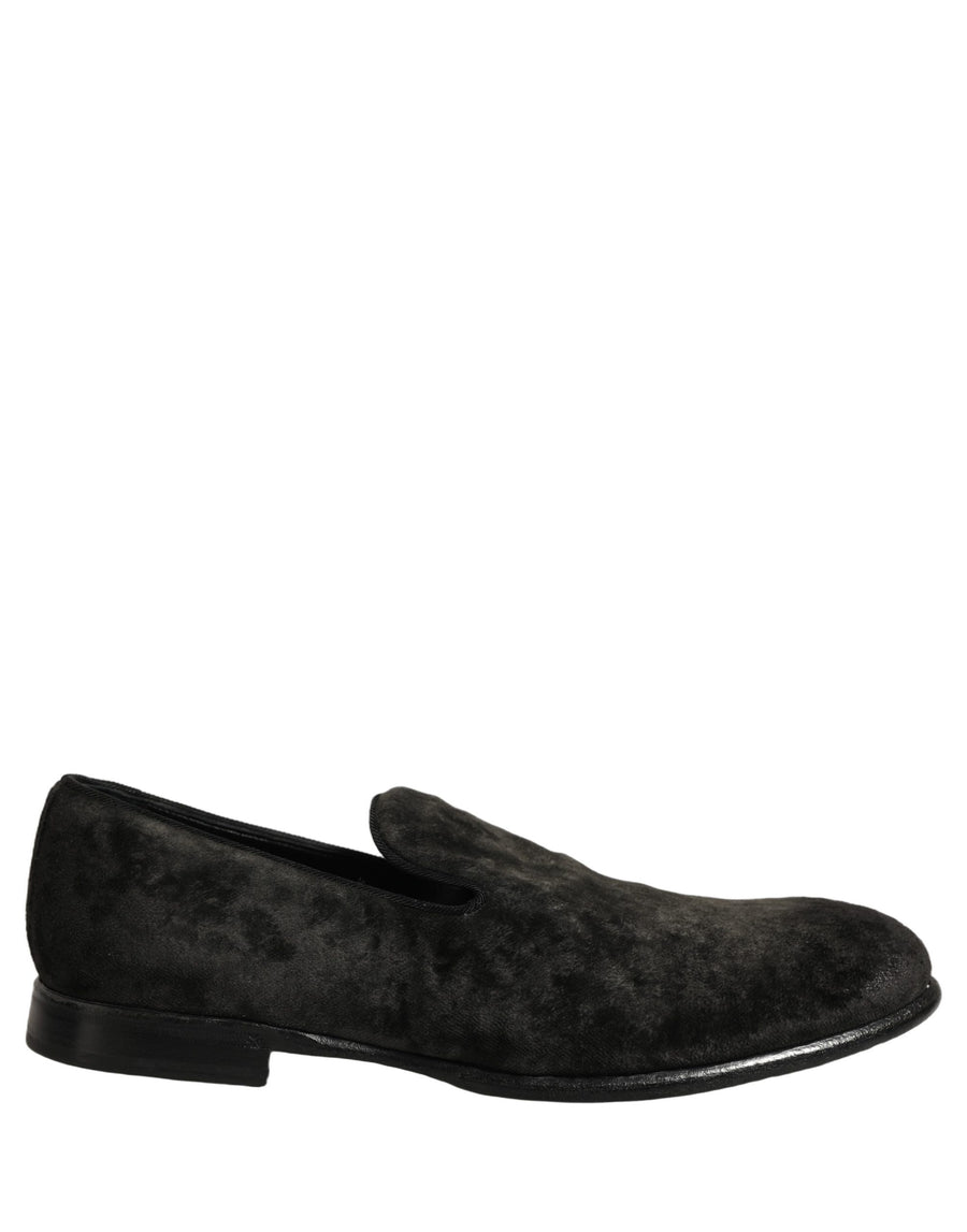 Dolce & Gabbana Black Suede Slip On Men Slippers Loafers Shoes
