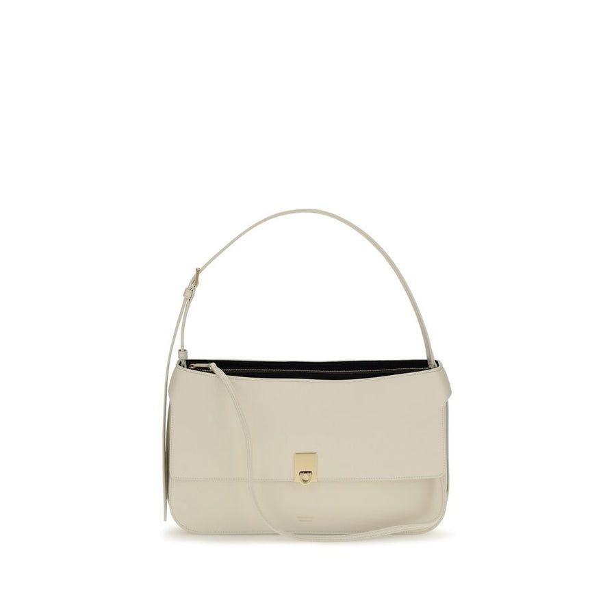 Ferragamo Beige Calf Leather Bos Taurus Shoulder Bag