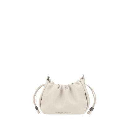 Brunello Cucinelli Beige Calf Leather Bos Taurus Shoulder Bag