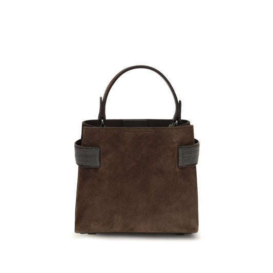 Brunello Cucinelli Brown Calf Leather Bos Taurus Shoulder Bag