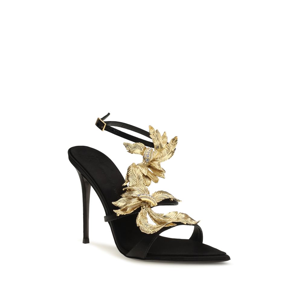 Giuseppe Zanotti Black Viscose Stiletto Heel Sandals