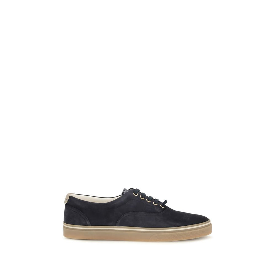 Brunello Cucinelli Blue Suede Leather Low Top Sneakers