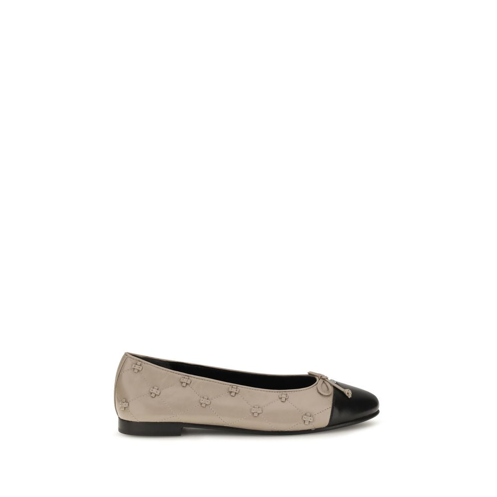 Tory Burch Beige Calf Leather Bos Taurus Ballet Flats