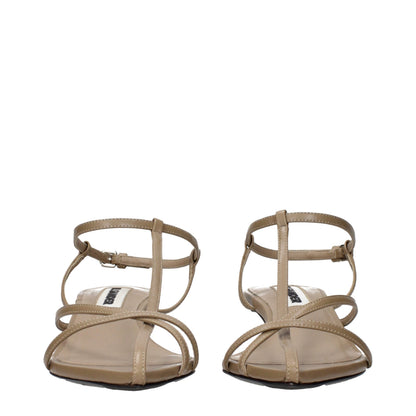 Jil Sander Beige Leather Flat Sandals