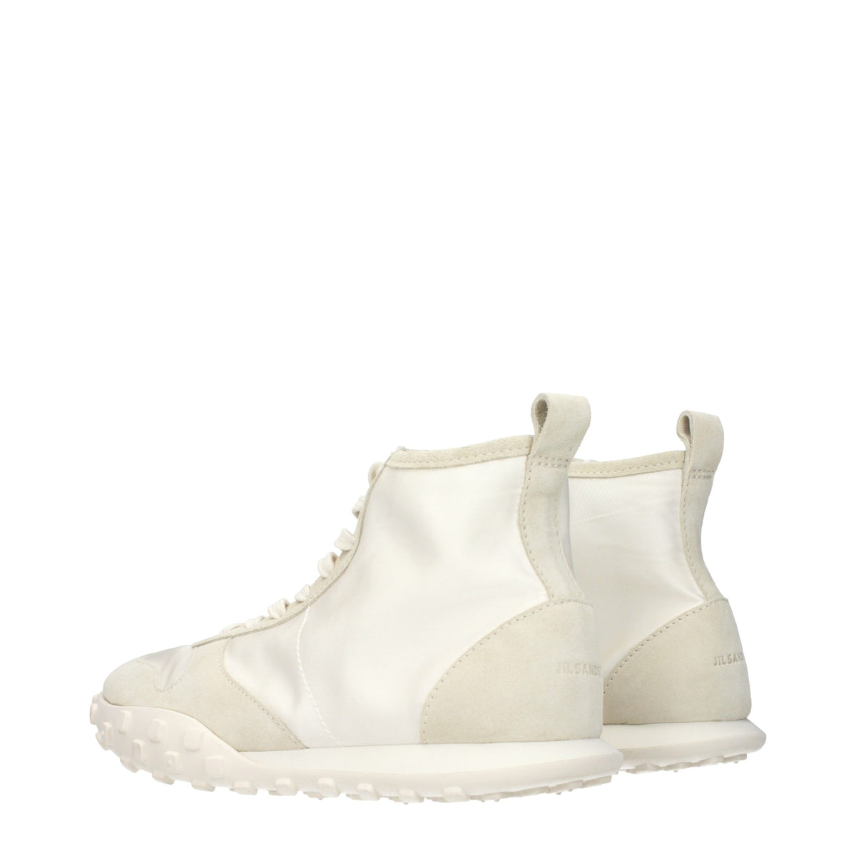 Jil Sander White Fabric High Top Sneakers